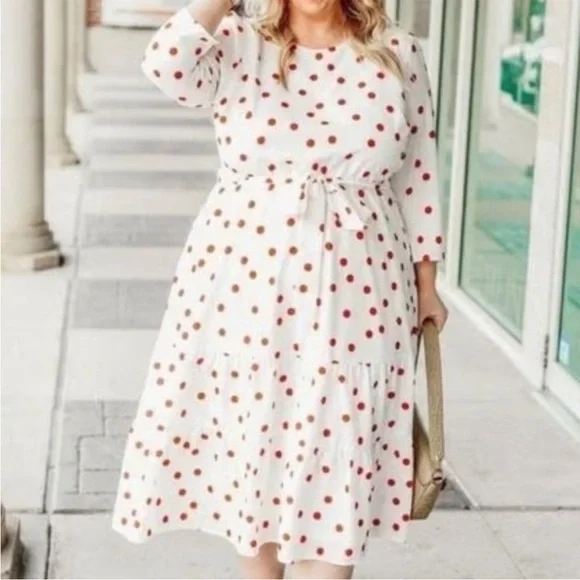 NWT Eloquii Tiered Polka Dot Dress White
Red Size 22 - Picture 2 of 13